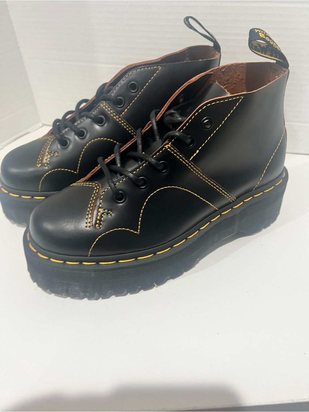Dr. Martens Church Quad Platform Monkey Boots Women Size 9